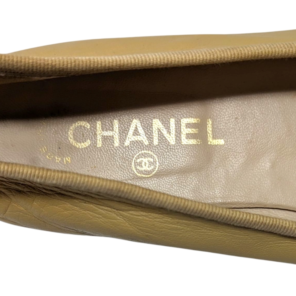 Chanel ballet flats ballerinas two tone beige black CC logo cap toe 41 - Picture 9 of 13